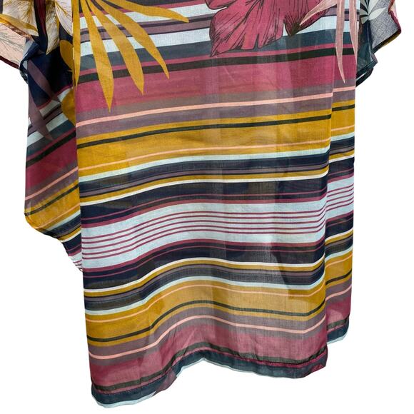 TOUCHE BALNEAIRE Tropical Kaftan Dress Swim Cover Up Palm Leaves Resort Wear - S - Picture 8 of 12